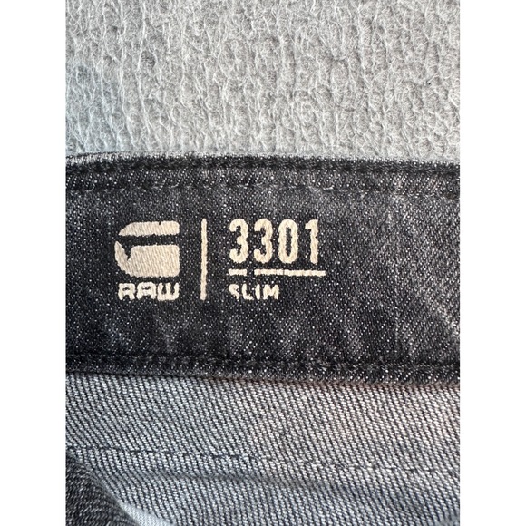 G-Star Raw 3301 Slim Jeans Mens 36x32 (38x30) Grey Stretch Denim Button Fly - Picture 4 of 16